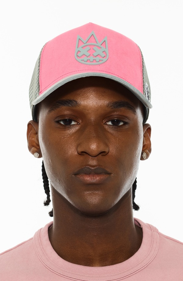 カルト オブ インディビジュアリティ メンズ アクセサリー 帽子 メッシュ スエード ロゴ Cult of Individuality Logo Mesh Back Suede Trucker Hat HOT PINK ピンク|ReVida 店