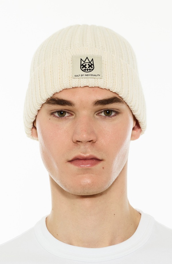 カルト オブ インディビジュアリティ メンズ アクセサリー 帽子 ウール Cult of Individuality Rib Cuff Wool Blend Beanie WINTER WHITE ホワイト｜ReVida 店 11,765円