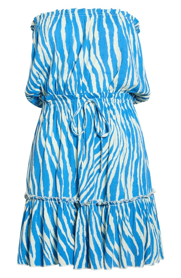 エラン レディース トップス ワンピース ミニ ストラップレス Elan Strapless Cover-Up Mini Sundress BLUE ZEBRA ブルー｜ReVida 店
