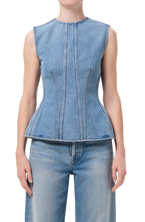 アゴルド レディース トップス シャツ デニム AGOLDE Corbin Denim Peplum Top DANTON MD VINTINTED IND デニム|ReVida 店