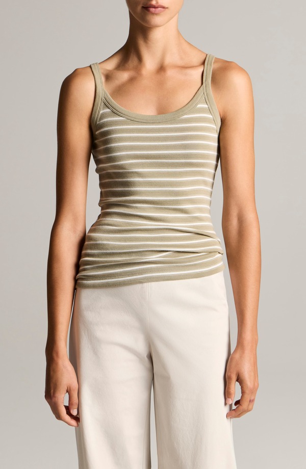ヴィンス レディース トップス シャツ コットン Vince Stripe Pima Cotton Blend Camisole SALTED MOSS COMBO ストライプ｜ReVida 店 27,170円