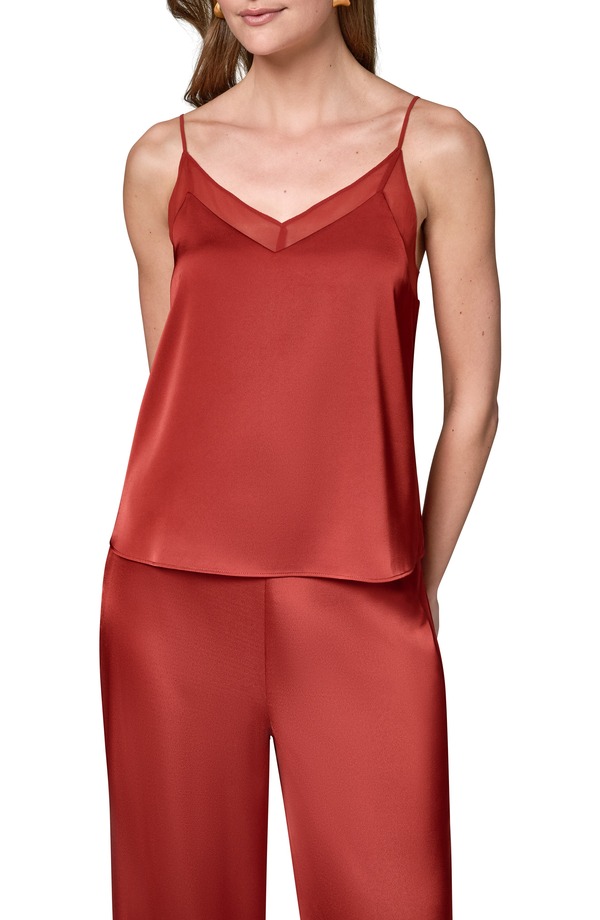 ダナ キャラン ニューヨーク レディース トップス シャツ メッシュ Donna Karanew York Mesh Trim Camisole SUNBAKED｜ReVida 店