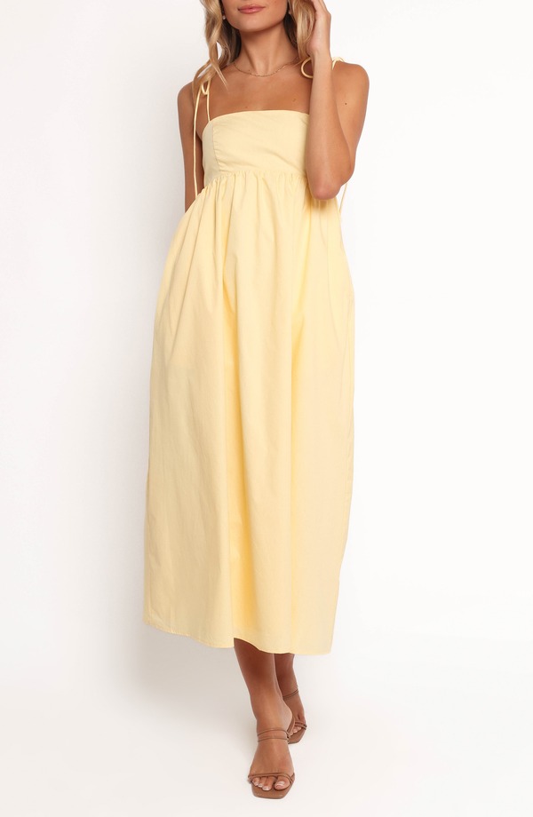 ペタルアンドパップ レディース トップス ワンピース コットン マキシ Petal & Pup Simona Tie Strap Cotton Maxi Sundress YELLOW イエロー｜ReVida 店