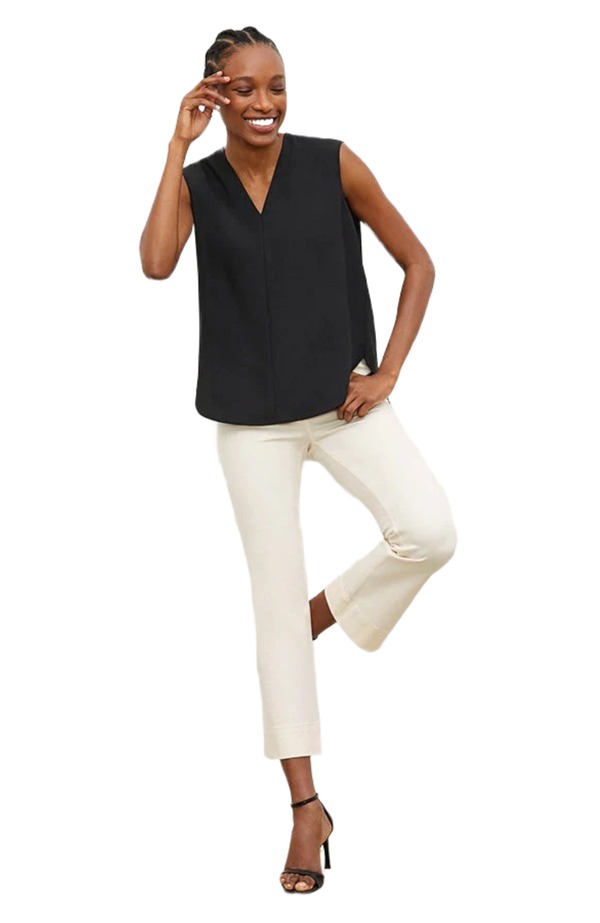 エムエメウラフール レディース トップス シャツ M.M.LaFleur Emy Eco Soft Wave Top Black ブラック|ReVida 店