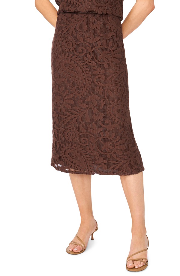 ハロゲン レディース ボトムスカート ミディ レース Halogen Lace Pull-On Midi Skirt CHICORY COFFEE コーヒー|ReVida 店