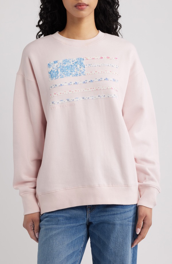 ラブスハックファンシー レディース アウター パーカー・スウェット シャツ LoveShackFancy Palo Patch Sweatshirt WISTFUL PINK ピンク|ReVida 店