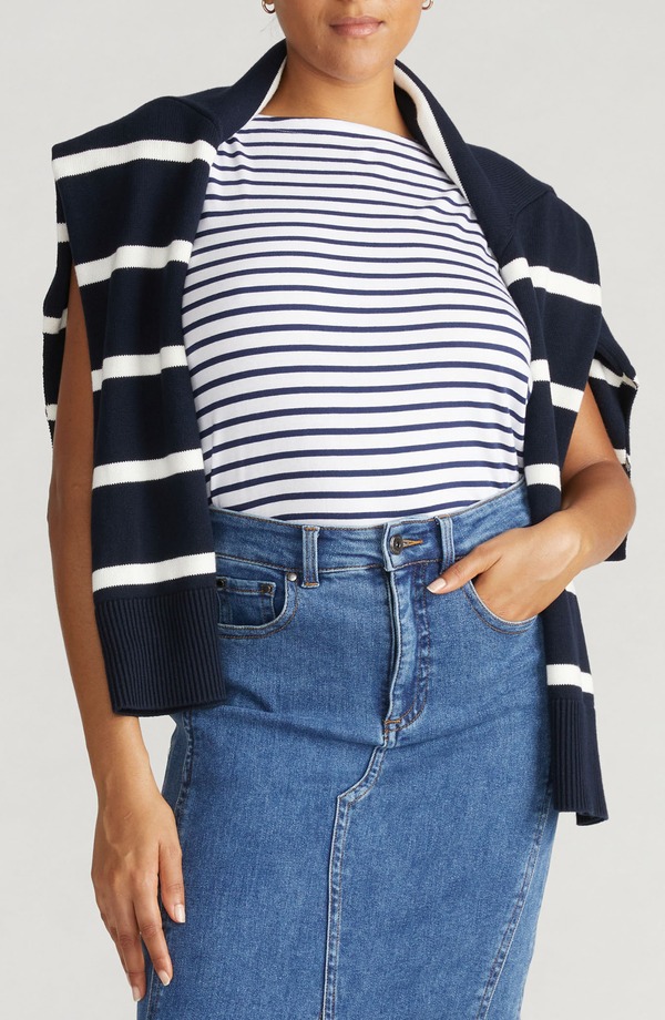 ユニバーサル スタンダード レディース トップス シャツ プラスサイズ Universal Standard Noyack Breton Stripe Tank (Plus Regular) WHITE/ CENOTE STRIPE ホワイト|ReVida 店