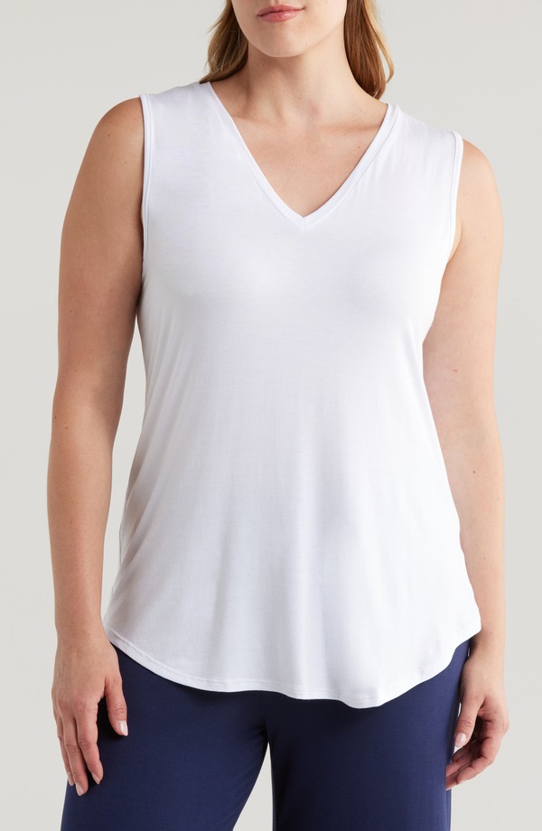 24 セブンコンフォート レディース トップス シャツ Vネック プラスサイズ ジャージー 24seven Comfort Apparel V-Neck Jersey Tank (Plus) WHITE ホワイト|ReVida 店