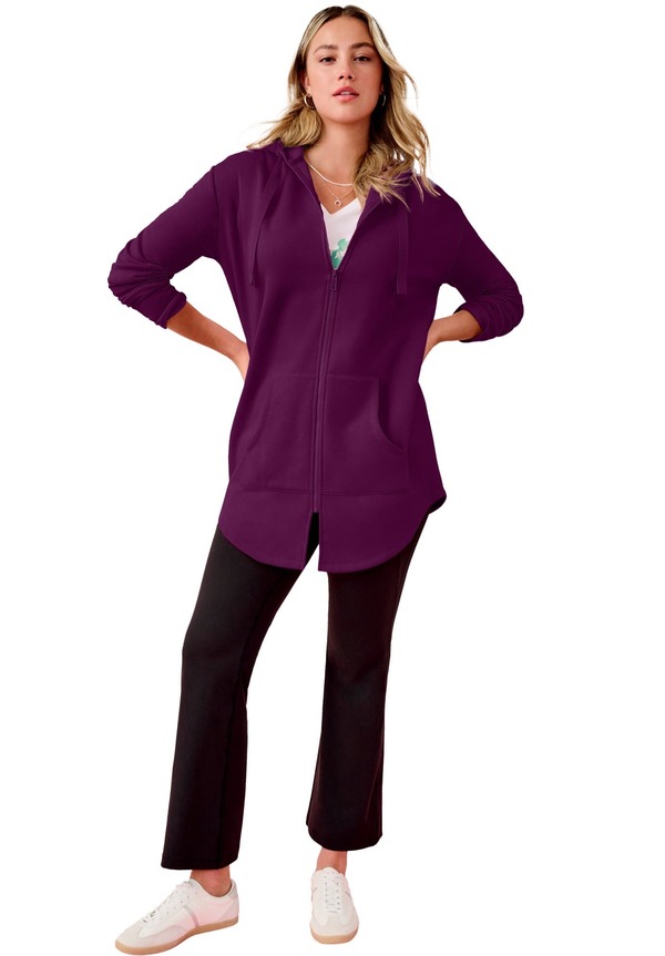 ロアマンズ レディース アウター パーカー・スウェット プラスサイズ シャツ フリース Roaman's Fleece Zip Hoodie Sweatshirt (Plus Regular) DARK BERRY|ReVida 店