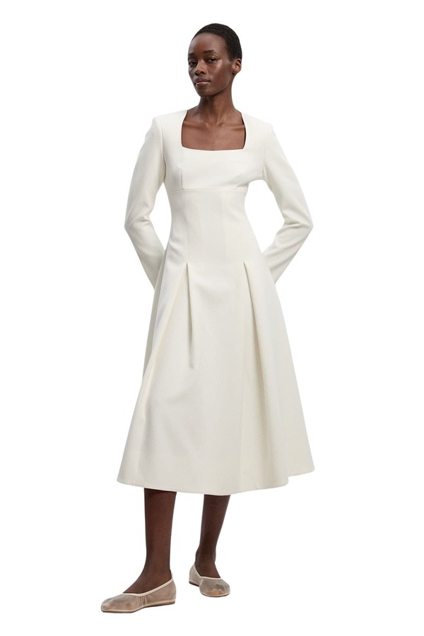 カレンミレン レディース トップス ワンピース ミディ Karen Millen Stretch Sweetheart Neck Midi Dress Ivory アイボリー｜ReVida 店
