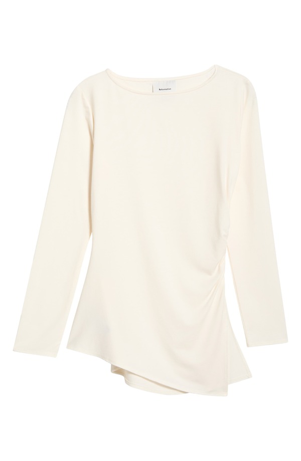 リフォーメーション レディース アウター パーカー・スウェット アシンメトリー ニット Reformation Margot Asymmetric Knitop FIOR DI LATTE｜ReVida 店