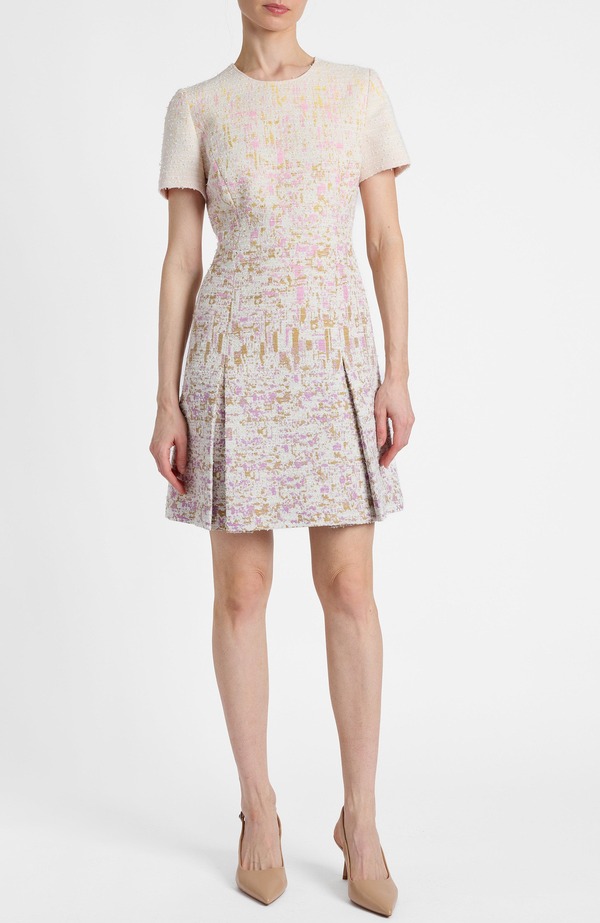 サントレッリ レディース トップス ワンピース A ライン Santorellindira Short Sleeve A-Line Dress in Ombr Jacquard Pearl パール|ReVida 店