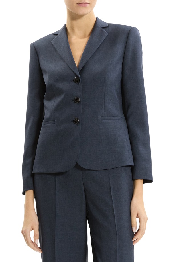 セオリー レディース アウター ジャケット・ブルゾン Theory Shrunken Three-Button Jacket NOCTURNE NAVY ネイビー｜ReVida 店