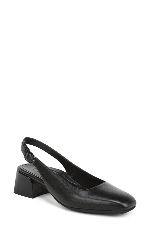 バイオニック レディース シューズ 踵 Vionic Reyes Block Heel Slingback Pump Black Leather 黒いこと