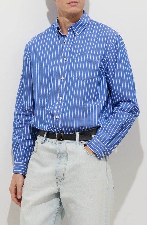アレックスミル メンズ トップス シャツ ダウン Alex Mill Thing Stripe Button-Down Shirt Blue/ Ivory アイボリー