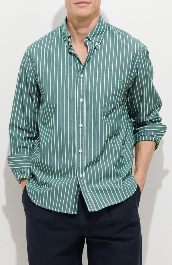 アレックスミル メンズ トップス シャツ ダウン Alex Mill Thing Stripe Button-Down Shirt Cypress / Ivory アイボリー
