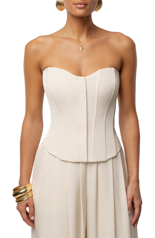 ジェイラックスレーベル レディース トップス シャツ サテン ストラップレス JLUXLABEL VIiv Satin Strapless Bustier Top CREAM クリーム｜ReVida 店