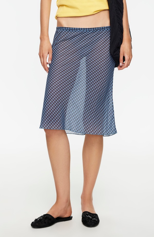 ライオネス レディース ボトムスカート シアー LIONESShoreline Sheer Check Skirt SMOKE CHECK スモーク|ReVida 店