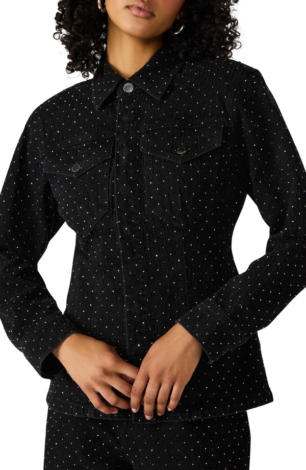 スティーブ マデン レディース ボトムス デニムパンツ ジャケット Steve Madden Parc Embellishedenim Jacket BLACK ブラック｜ReVida 店 9,706円