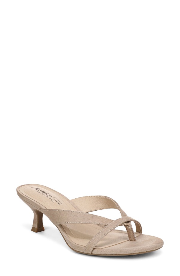 ライフストライド レディース シューズ ヒール LifeStride Navine Kitten Heel Flip Flop (Women) DARK TAN タン|ReVida 店