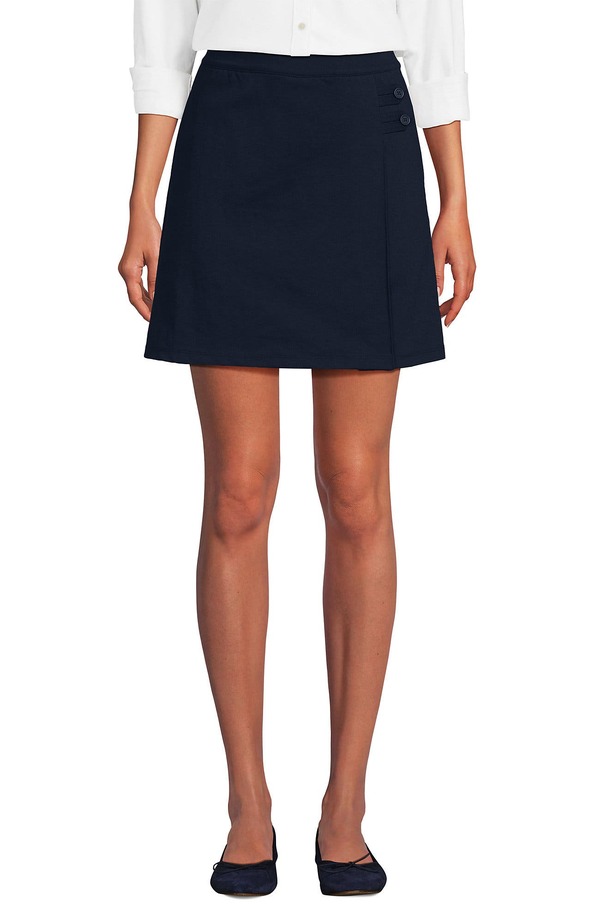 ランズエンド レディース ボトムスカート A ライン Lands' End Ponte A Line Skort Above the Knee Classic Navy ネイビー|ReVida 店