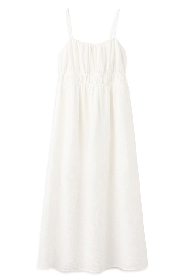 マンゴ レディース トップス ワンピース コットン マキシ MANGO Cotton Maxi Dress WHITE ホワイト｜ReVida 店