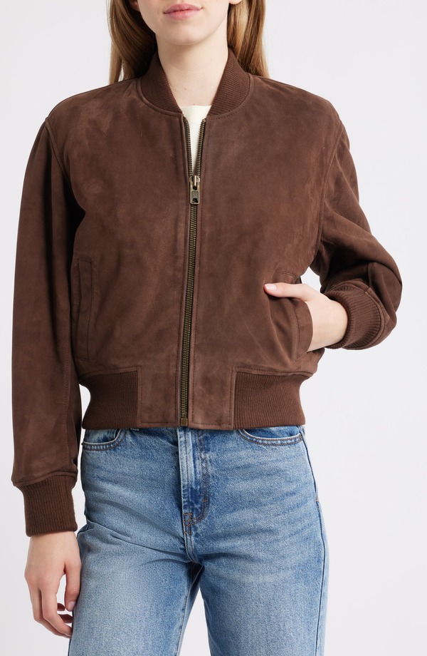 ショット ニューヨーク レディース アウター コート スエード ジャケット Schott NYC Suede Bomber Jacket BROWN ブラウン｜ReVida 店