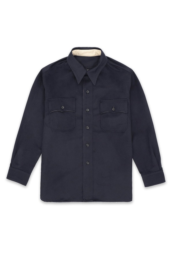 フォルテラ メンズ アウター ジャケット・ブルゾン ウール シャツ Fortela CPO 2.0 Overshirt in Fine Wool Blue ブルー｜ReVida 店