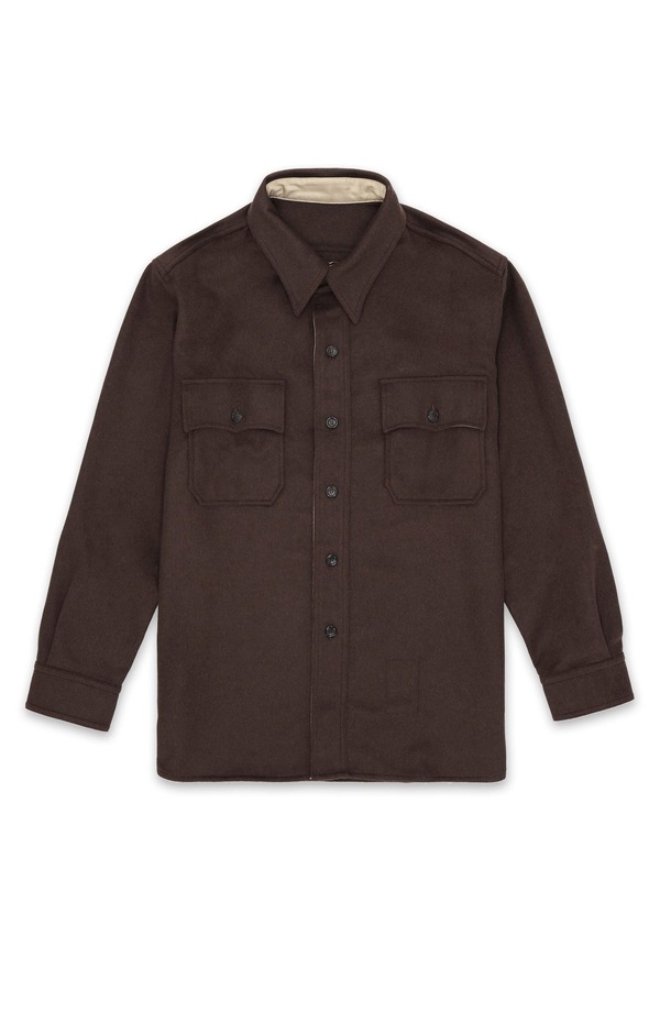 フォルテラ メンズ アウター ジャケット・ブルゾン ウール シャツ Fortela CPO 2.0 Overshirt in Fine Wool Brown ブラウン｜ReVida 店