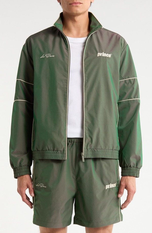 レ ドゥ メンズ アウター ジャケット・ブルゾン Les Deux Prince Shiny Track Jacket PINENEEDLE GREEN グリーン｜ReVida 店 42,480円