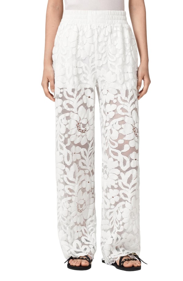 オールセインツ レディース ボトムス レギンス ワイドレッグ パンツ レース AllSaints Amelie Lace Wide Leg Trousers OPTIC WHITE ホワイト|ReVida 店