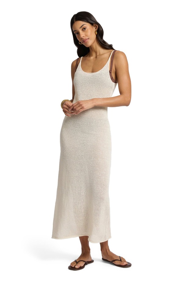オニア レディース ボトムス カジュアルパンツ マキシワンピース セーター リネン マキシ Onia Linen Sweater Scoop Maxi Dress Egret｜ReVida 店
