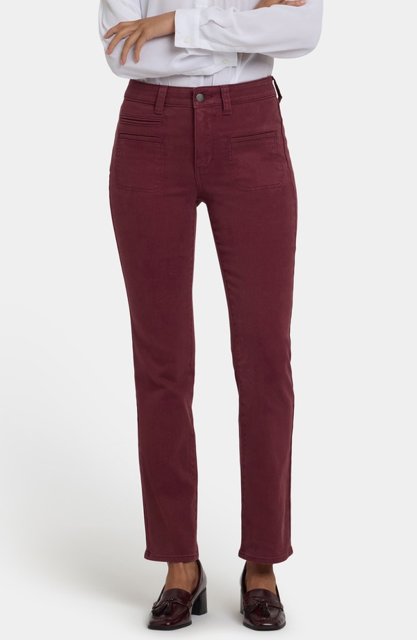 エヌワイディージェイ レディース ボトムス デニムパンツ ハイウエスト プチ ジーンズ NYDJ Marilyn High Waist Utility Pocket Jeans (Petite Regular) SIENNA RED レッド｜ReVida 店