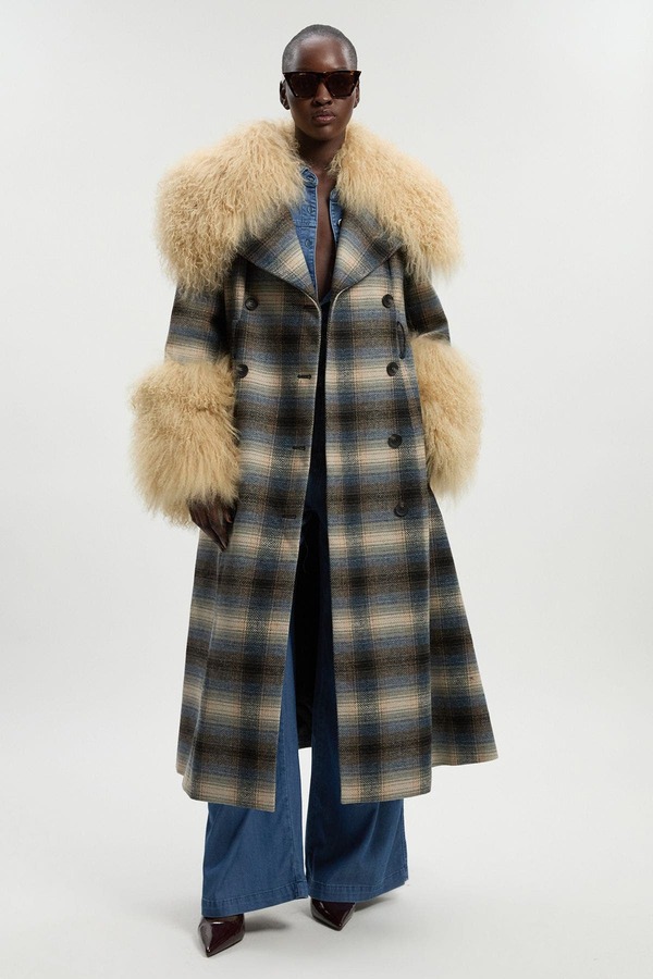 カレンミレン レディース アウター ジャケット・ブルゾン ミディ コート Karen Millen Double Breasted Belted Midi Coat Multi マルチカラー｜ReVida 店