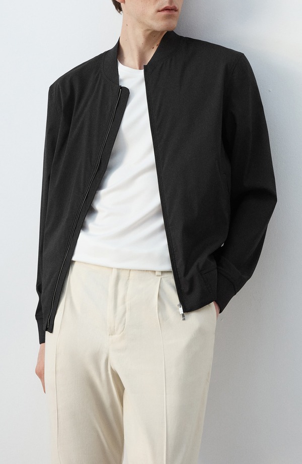 マンゴ メンズ アウター コート ジャケット MANGO Bomber Jacket BLACK ブラック|ReVida 店