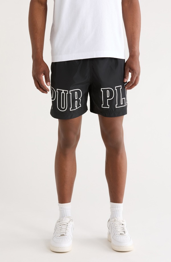 パープルブランド メンズ ボトムス ハーフパンツ・ショーツ ショートパンツ サテン PURPLE BRAND Everyday Satin Shorts BLACK ブラック｜ReVida 店