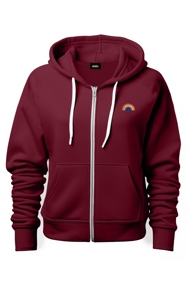 ダリックス メンズ アウター パーカー・スウェット Dalix Rainbow Zip Hoodie Maroon マルーン｜ReVida 店