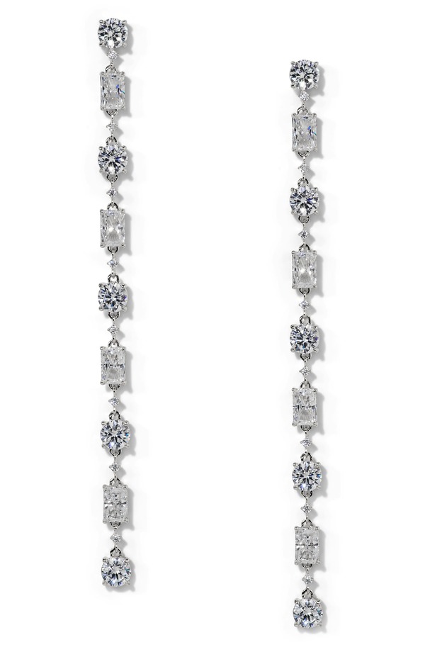 ナディール レディース アクセサリー ピアス・イヤリング Nadri Everleigh Cubic Zirconia Linear Drop Earrings RHODIUM|ReVida 店