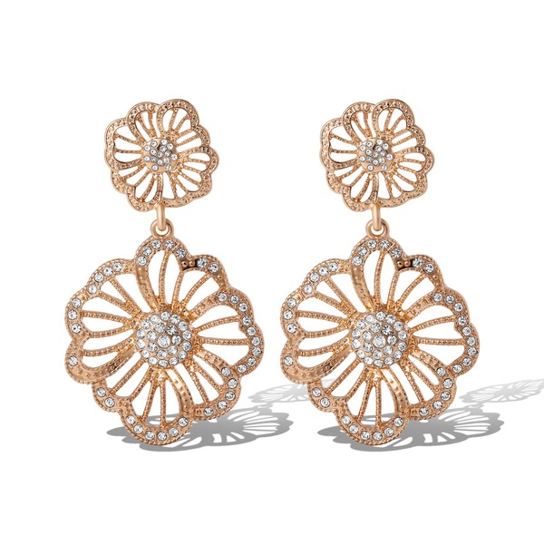 ジェシカシンプソン レディース アクセサリー ピアス・イヤリング Jessica Simpson Clear Pave Crystal Flower Danglearrings Gold ゴールド|ReVida 店