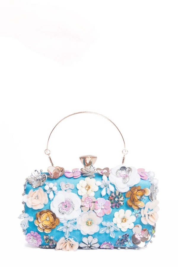 ローレンローライン レディース バッグ Lauren Lorraine Flower Clutch BLUE ブルー｜ReVida 店