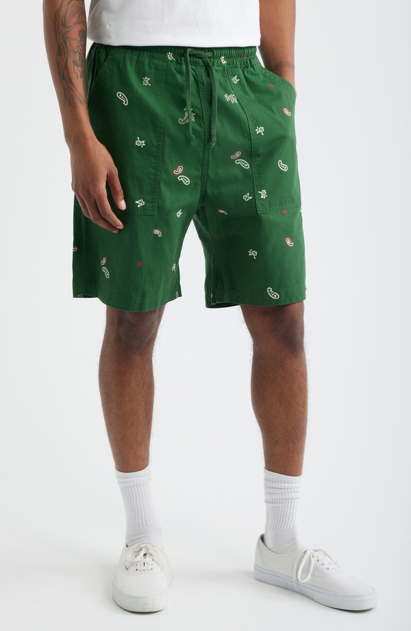 サービスワークス メンズ ボトムス ハーフパンツ・ショーツ ショートパンツ コットン Service Works Paisley Organicotton Poplin Drawstring Chef Shorts FOREST フォレスト｜ReVida 店
