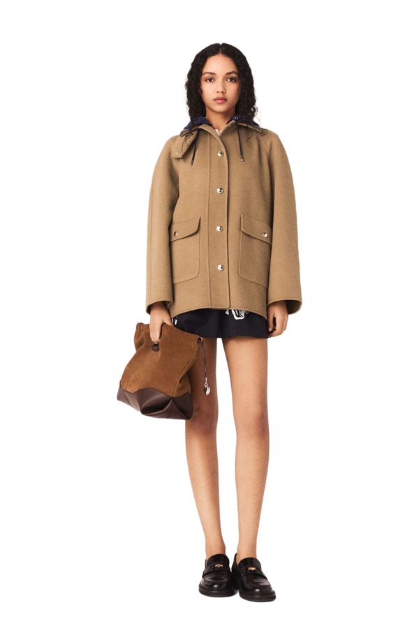 マージュ レディース アウター ジャケット・ブルゾン ウール コート maje Wool coat with removable hood Beige ベージュ｜ReVida 店