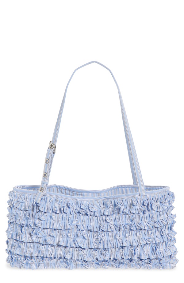 ダムソンマダー レディース バッグ フリル Damson Madder Sophia Ruffle Baguette Shoulder Bag BLUE ブルー|ReVida 店
