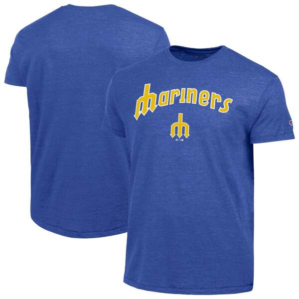 チャンピオン メンズ トップス Tシャツ Men's Champion Royal Seattle Mariners Cooperstown Wordmark Lockup Tri-Blend T-Shirt Royal｜ReVida 店