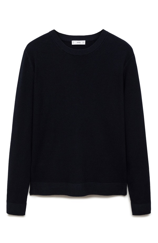 マンゴ メンズ アウター ニット・セーター MANGO Rib Sweater DARK NAVY ネイビー｜ReVida 店