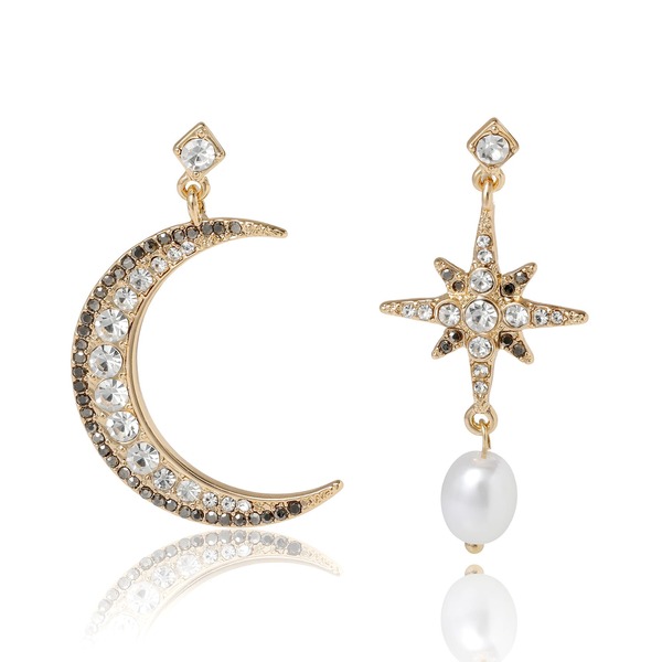BCB ジェネレーション レディース アクセサリー ピアス・イヤリング BCBGeneration Mismatch Moon & Star Drop Earrin gold ゴールド｜ReVida 店
