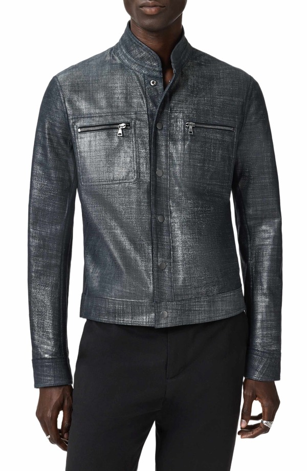 ジョンバルベイトス メンズ アウター コート レザー ジャケット John Varvatos Reversibleather Jacket DARK NAVY ネイビー｜ReVida 店