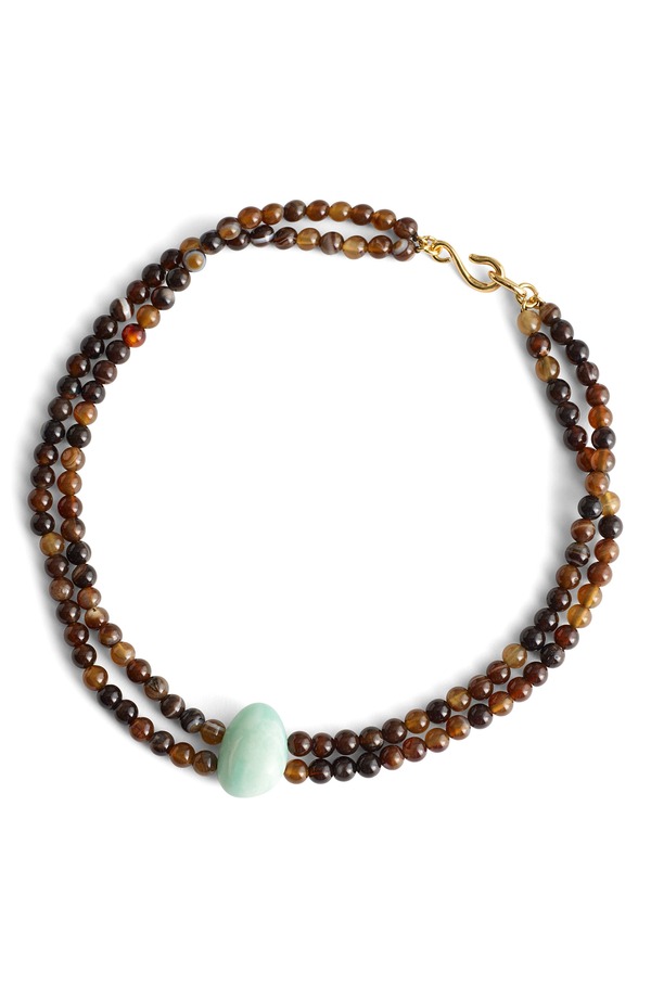 メイドウェル レディース アクセサリー ネックレス・チョーカー レース Madewell Semiprecioustone Beadedouble Necklace BROWN/ ANTIQUE GOLD ブラウン｜ReVida 店