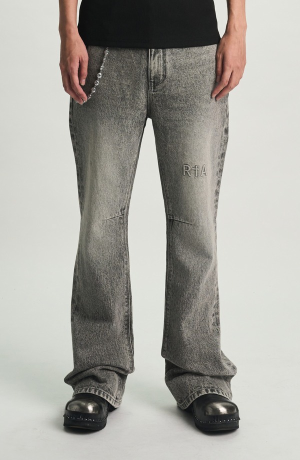 【送料無料】 アールティーエー メンズ デニムパンツ ボトムス Mael Slim Flare Jeans STONE HAZE|ReVida 店