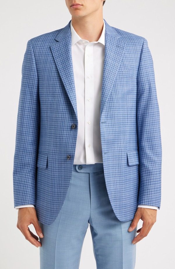 ピーター・ミラー メンズ アウター ジャケット・ブルゾン ウール コート Peter Millar Flynn Classic Fit Light Blue Check Wool Sport Coat (Big Regular) LIGHT BLUE ブルー｜ReVida 店